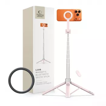 TECH-PROTECT L10S MagSafe Bluetooth selfiestick statief roze/grijs
