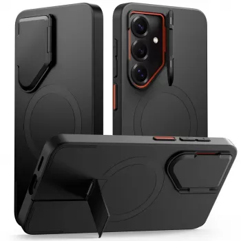 TECH-PROTECT Kevlar Aura MagSafe Case voor Samsung Galaxy S26, zwart/oranje