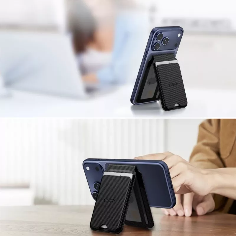 TECH-PROTECT MAGWALLET STAND MAGSAFE UNIVERSELE MAGNETISCHE KAARTHOUDER CARBON