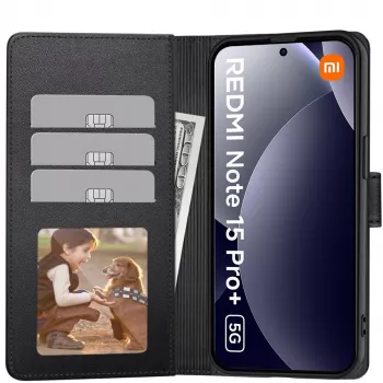 Tech-Protect Wallet Case voor Xiaomi Poco M8 Pro / Redmi Note 15 Pro+ Plus 5G, mat zwart