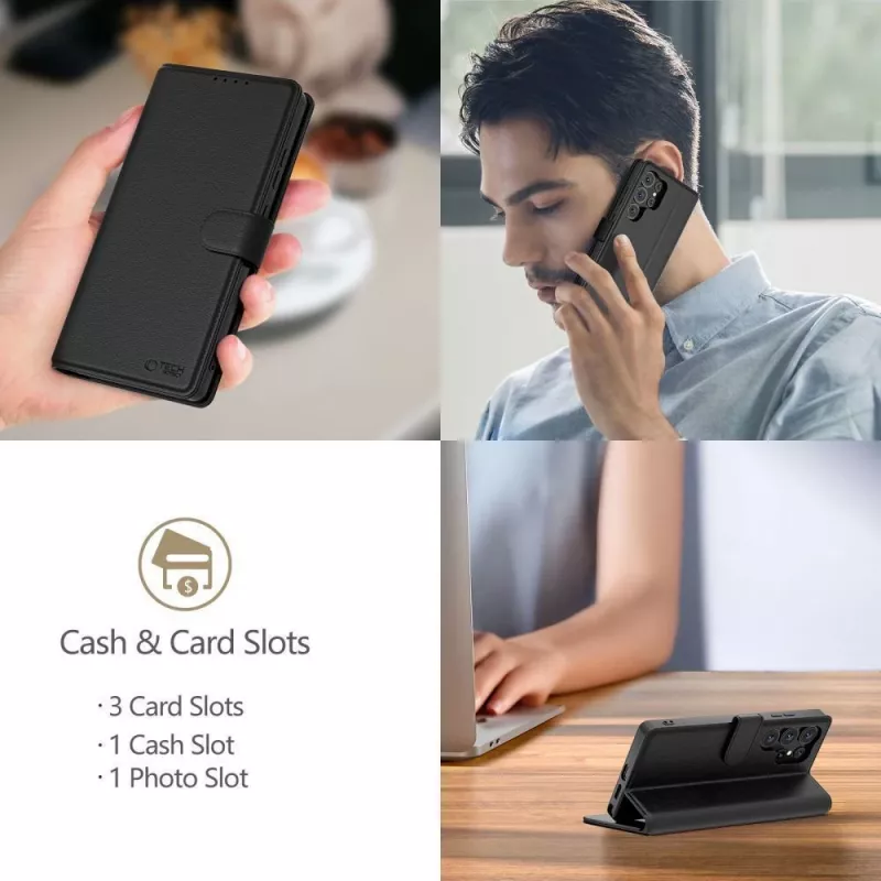 Tech-Protect Wallet Case voor Xiaomi Poco M8 Pro / Redmi Note 15 Pro+ Plus 5G, mat zwart
