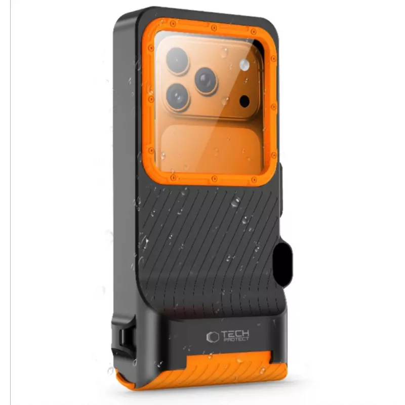 TECH-PROTECT IPX8 PRO universele waterdichte duikhoes zwart/oranje
