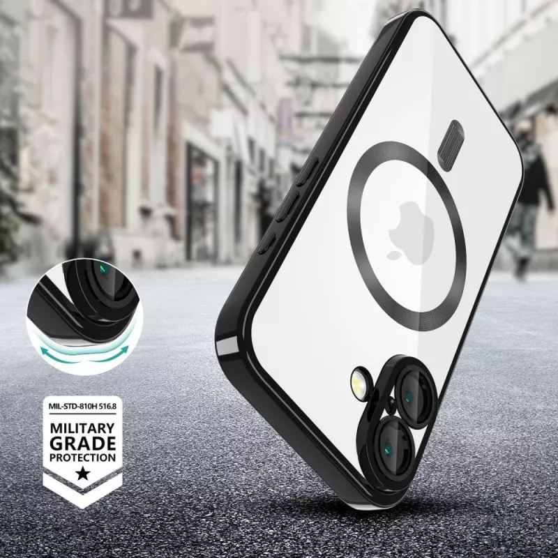 Tech-Protect MagFlex MagSafe iPhone 16E glanzend zwart