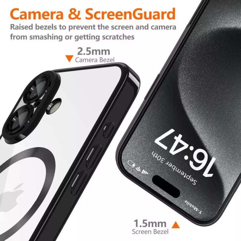 Tech-Protect MagFlex MagSafe iPhone 16E glanzend zwart