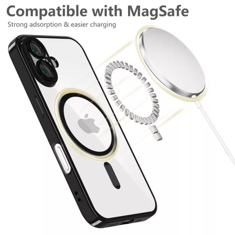 Tech-Protect MagFlex MagSafe iPhone 16E glanzend zwart