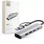 TECH-PROTECT HB03 hub-adapter 5in1 Type-C + USB 2.0 + USB 3.0 + RJ45 spacegrijs