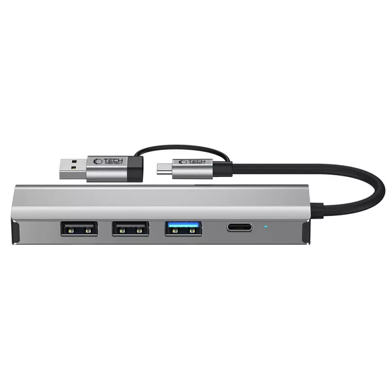 TECH-PROTECT HB03 hub-adapter 5in1 Type-C + USB 2.0 + USB 3.0 + RJ45 spacegrijs
