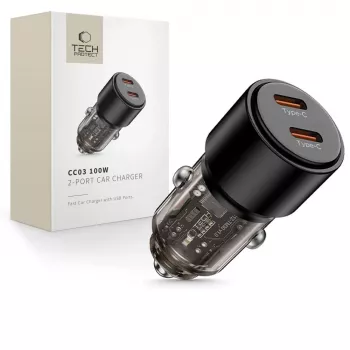TECH-PROTECT CC03 2-poorts autolader PD 100W zwart