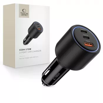 TECH-PROTECT CC04 3-poorts autolader PD 175W zwart