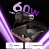 TECH-PROTECT CC05 2-poorts autolader PD 60W + kabel zwart