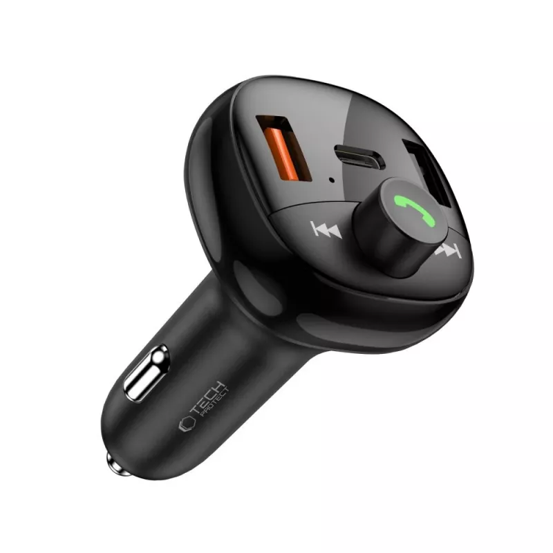 TECH-PROTECT CC06 3-poorts auto-oplader PD 72W + FM-transmitter zwart