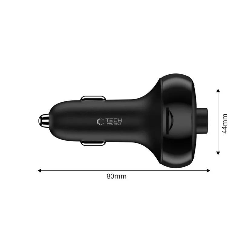 TECH-PROTECT CC06 3-poorts auto-oplader PD 72W + FM-transmitter zwart
