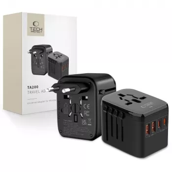 TECH-PROTECT TA200 reisadapter EU / UK / US / AU zwart