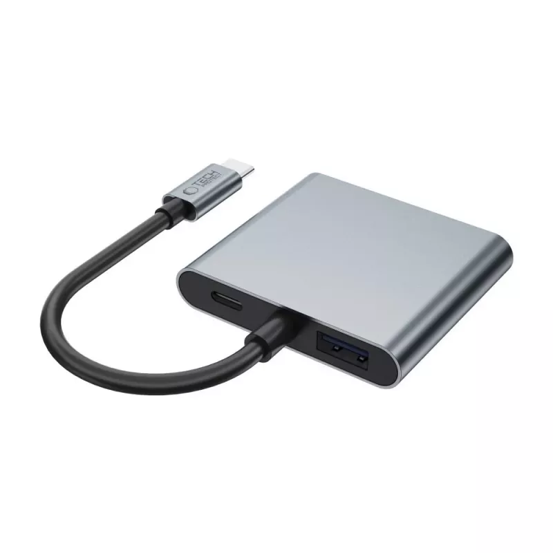 TECH-PROTECT HB08 hub-adapter 4-in-1 USB-C + USB 2.0 + 2x HDMI 4K 60Hz spacegrijs