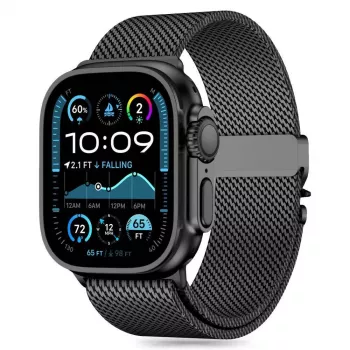 TECH-PROTECT MILANO Apple Watch 8 / 9 / 10 / 11 / SE / Ultra (44 / 45 / 46 / 49 mm) zwart RVS Milanese Loop mesh band