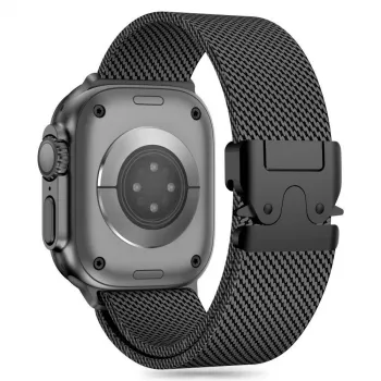 TECH-PROTECT MILANO Apple Watch 8 / 9 / 10 / 11 / SE / Ultra (44 / 45 / 46 / 49 mm) zwart RVS Milanese Loop mesh band