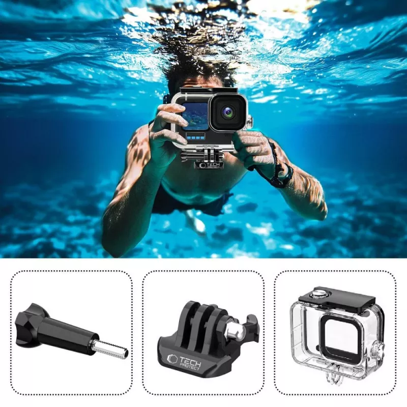 TECH-PROTECT GA200 waterdichte behuizing voor GoPro Hero 9 / 10 / 11 / 12 / 13 - transparant