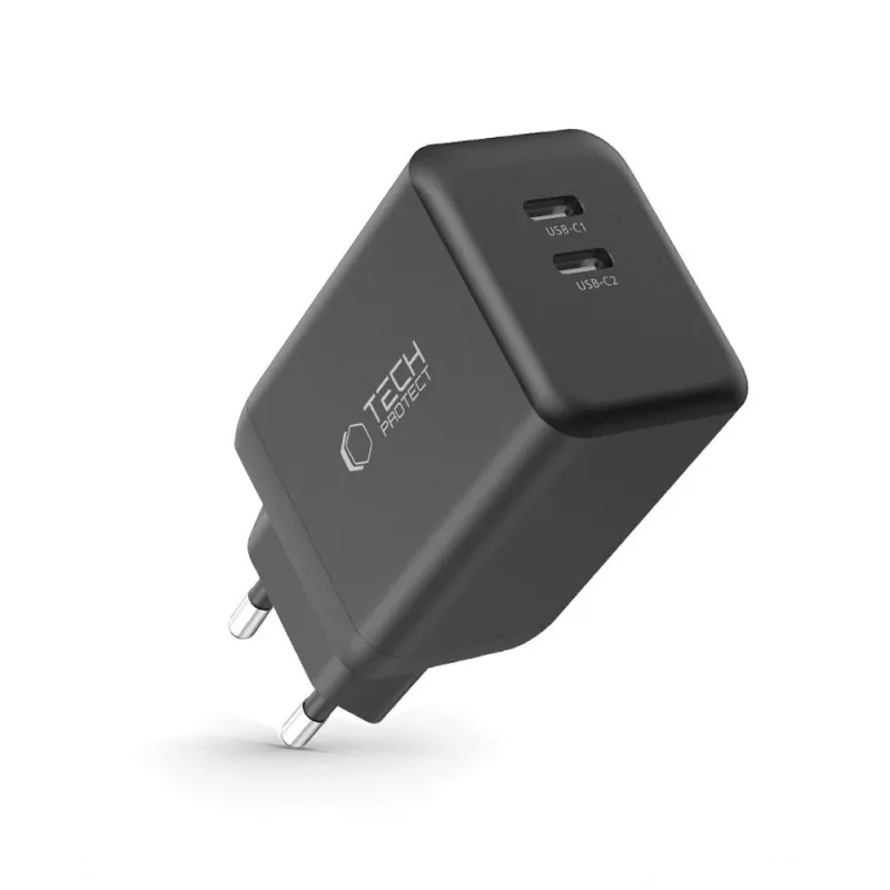 TECH-PROTECT NC45W-GAN 2-poorts netwerkoplader PD 45W zwart