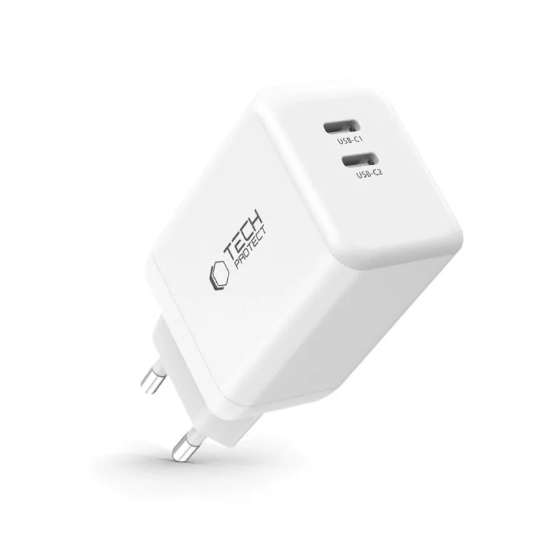 TECH-PROTECT NC45W-GAN 2-poorts netwerkoplader PD 45W wit