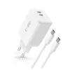 TECH-PROTECT NC45W-GAN 2-poorts netwerkoplader PD 45W + USB-C kabel wit