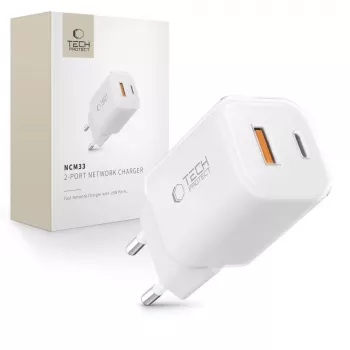 TECH-PROTECT NCM33 2-poorts netwerkoplader PD 33W / QC3.0 wit