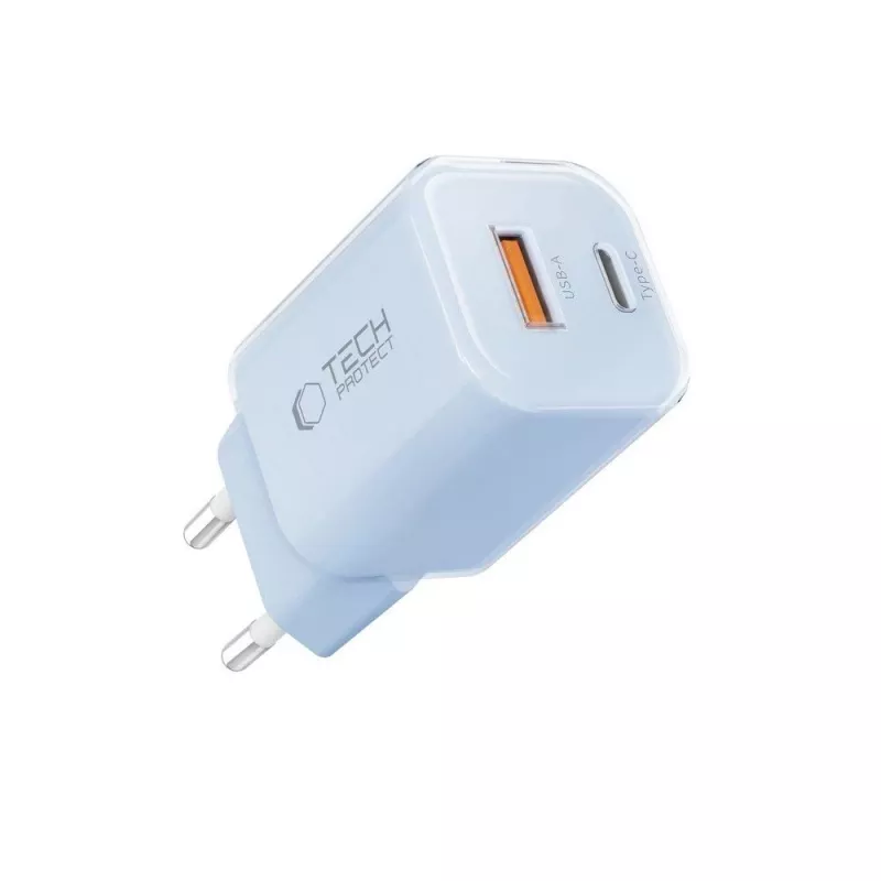 TECH-PROTECT NCM33 2-poorts netwerkoplader PD 33W / QC3.0 lichtblauw