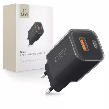 TECH-PROTECT NCM33 2-poorts netwerkoplader PD 33W / QC3.0 zwart