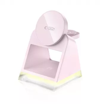 Tech-Protect QI15W-A43 3IN1 MagSafe draadloos oplaadstation roze