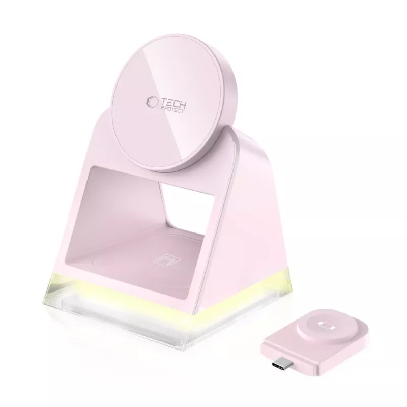 Tech-Protect QI15W-A43 3IN1 MagSafe draadloos oplaadstation roze