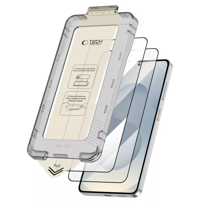 Gehard glas schermbeschermer TECH-PROTECT Quick Set+ 2-pack voor Samsung Galaxy S26 zwart