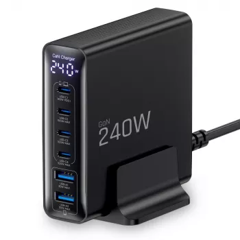 TECH-PROTECT DC240W-GAN 6-poorts desktopoplader PD 240W / QC3.0 zwart