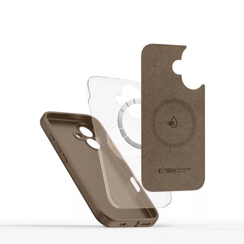 Tech-Protect Silicone MagSafe-hoes voor Apple iPhone 16E / 17E - chocoladebruin
