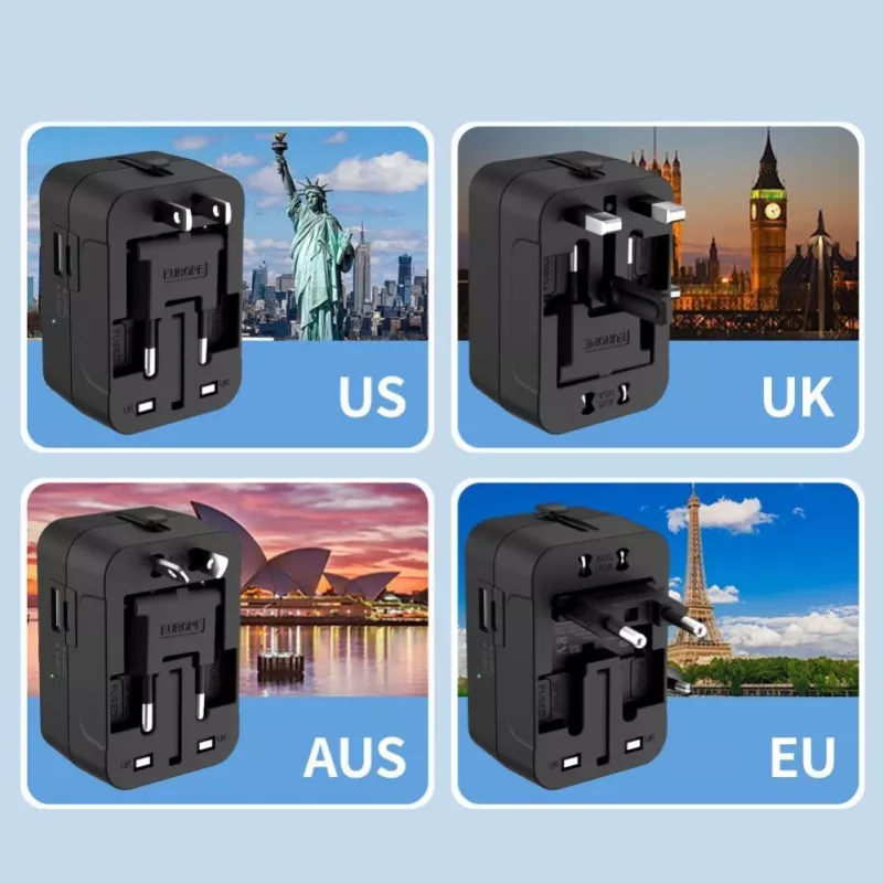 TECH-PROTECT TA300 reisadapter EU / UK / US / AU zwart
