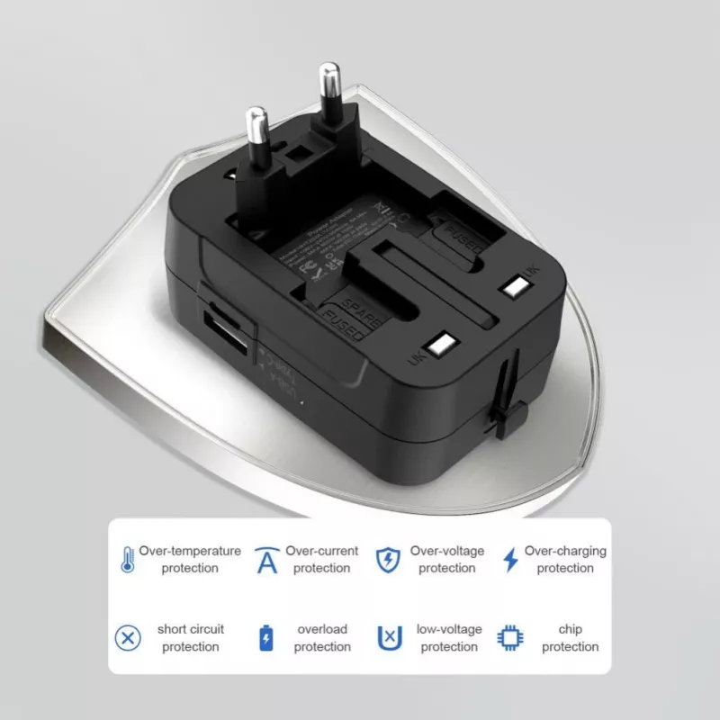 TECH-PROTECT TA300 reisadapter EU / UK / US / AU zwart