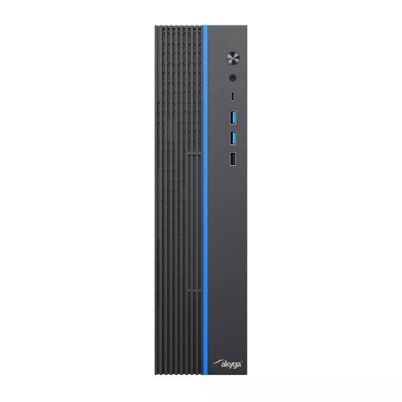 Akyga AK-302-01BL SFF-pc-behuizing, Micro-ATX / Mini-ITX, USB-C + 2x USB 3.0 + USB 2.0, zonder voeding, zwart