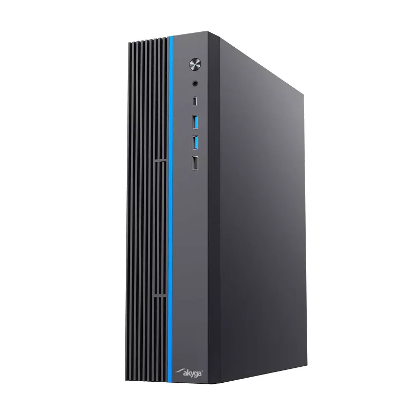 Akyga AK-302-01BL SFF-pc-behuizing, Micro-ATX / Mini-ITX, USB-C + 2x USB 3.0 + USB 2.0, zonder voeding, zwart