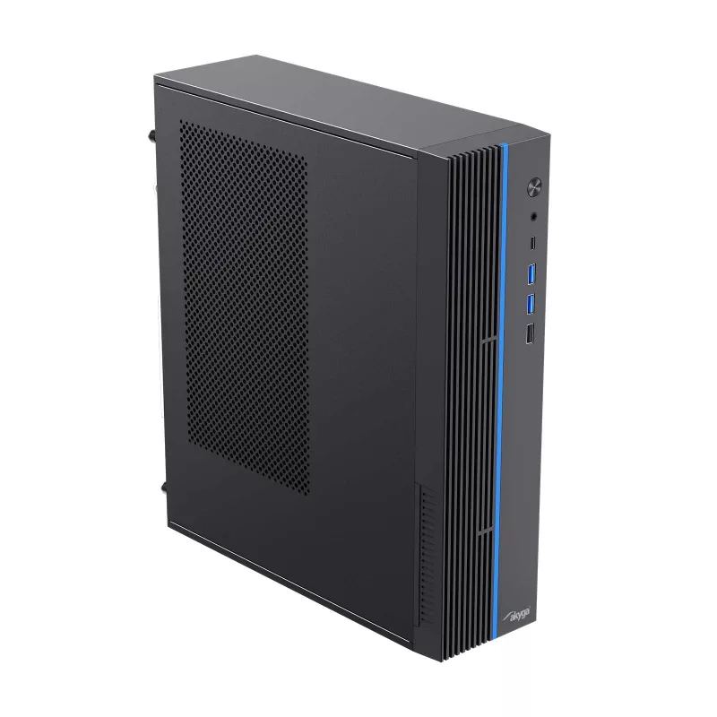 Akyga AK-302-01BL SFF-pc-behuizing, Micro-ATX / Mini-ITX, USB-C + 2x USB 3.0 + USB 2.0, zonder voeding, zwart