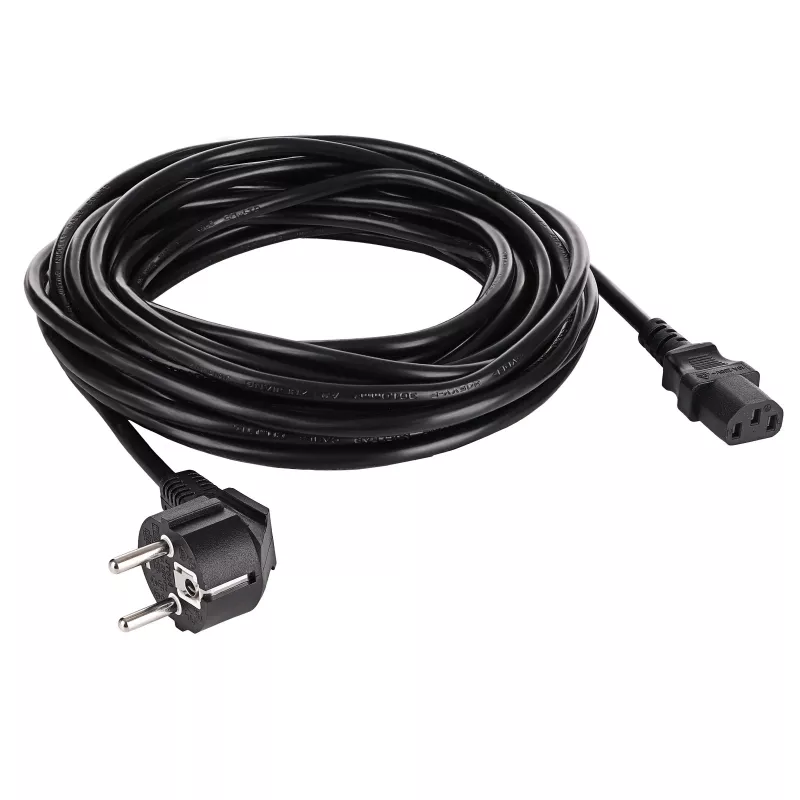 Akyga AK-PC-05S stroomkabel, CEE 7/7 naar IEC C13, koper 3 x 1,5 mm², 5 m, zwart