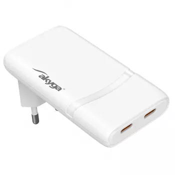 Akyga AK-CH-32 platte GaN-USB-C-oplader 65 W, 2 x USB-C PD, wit