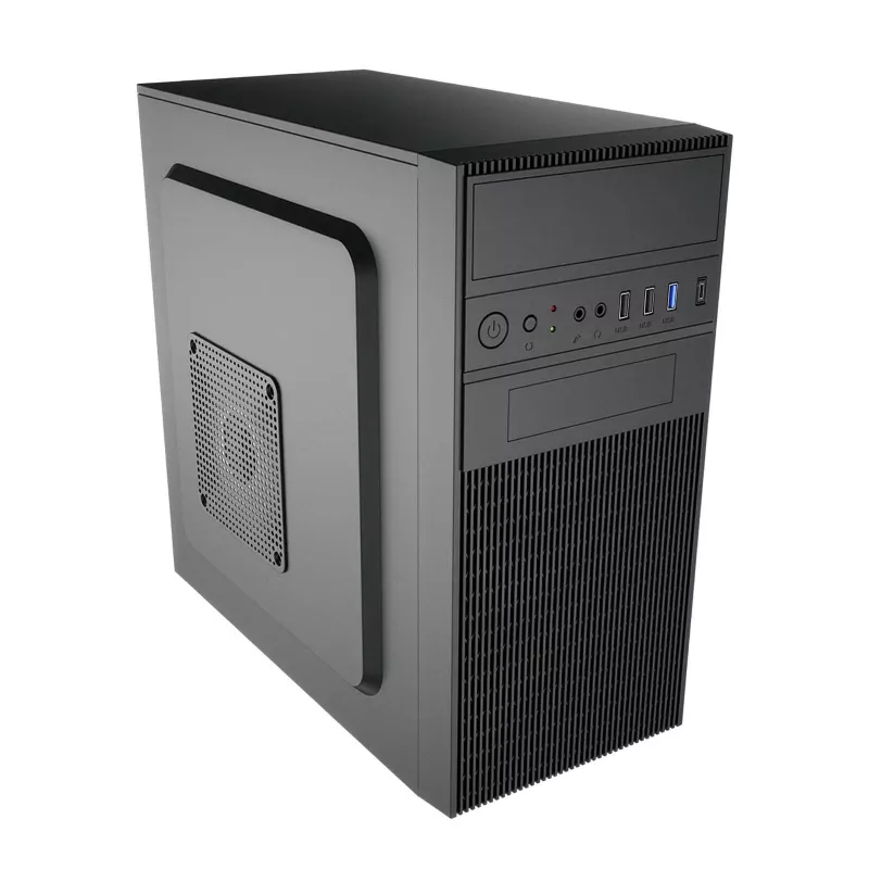 Akyga AK19BK micro-tower-pc-behuizing, Micro-ATX / Mini-ITX, USB-C + USB 3.0 + 2x USB 2.0, zonder voeding, zwart