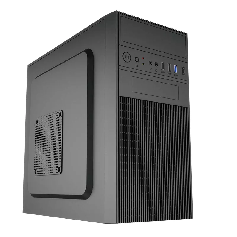 Akyga AK19BK micro-tower-pc-behuizing, Micro-ATX / Mini-ITX, USB-C + USB 3.0 + 2x USB 2.0, zonder voeding, zwart