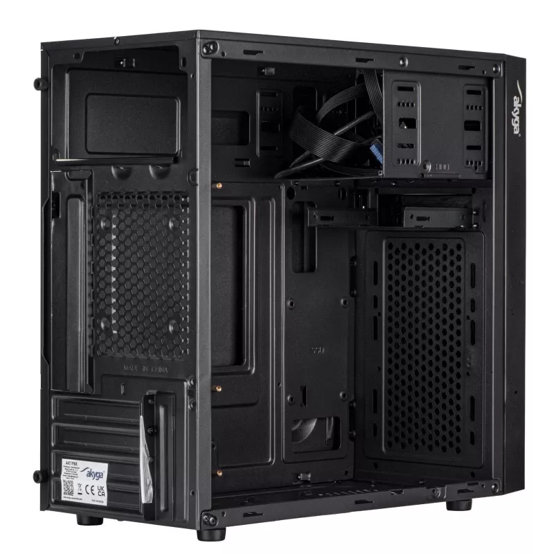 Akyga AK19BK micro-tower-pc-behuizing, Micro-ATX / Mini-ITX, USB-C + USB 3.0 + 2x USB 2.0, zonder voeding, zwart