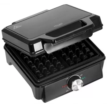 Adler AD 3088 wafelijzer voor 2 grote wafels, 1600 W (max. 2000 W), antiaanbakplaten, regelbare temperatuur, zwart (AD 3088)