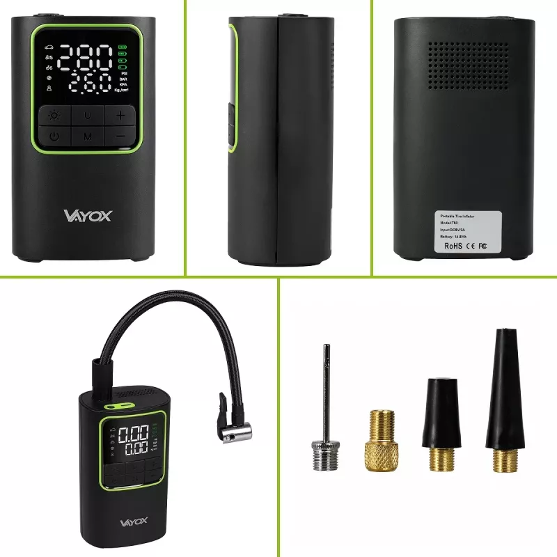 VAYOX VA0409 oplaadbare luchtpomp 4000mAh cilinder 19mm digitale bandenpomp