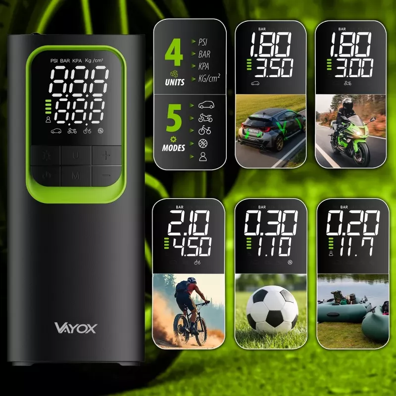 VAYOX VA0410 oplaadbare luchtpomp 8000mAh cilinder 19mm met powerbank-functie