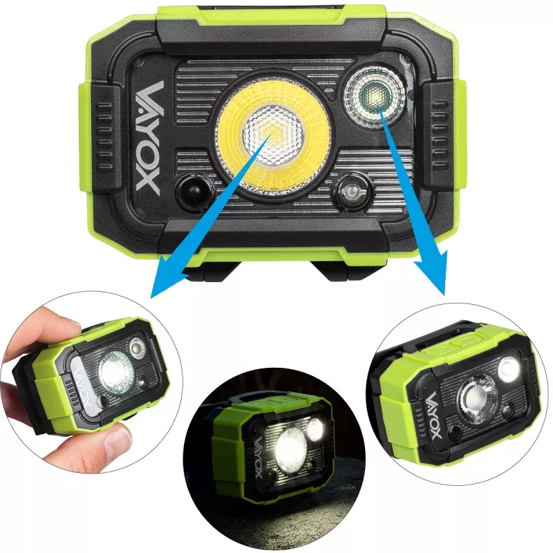 VAYOX DUAL HAMMER 500lm Pro Series oplaadbare hoofdlamp VA0415