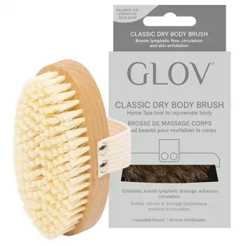GLOV droogborstel - natuurlijke tampico borstelharen, beukenhouten handgreep, ergonomische handband voor peeling en massage