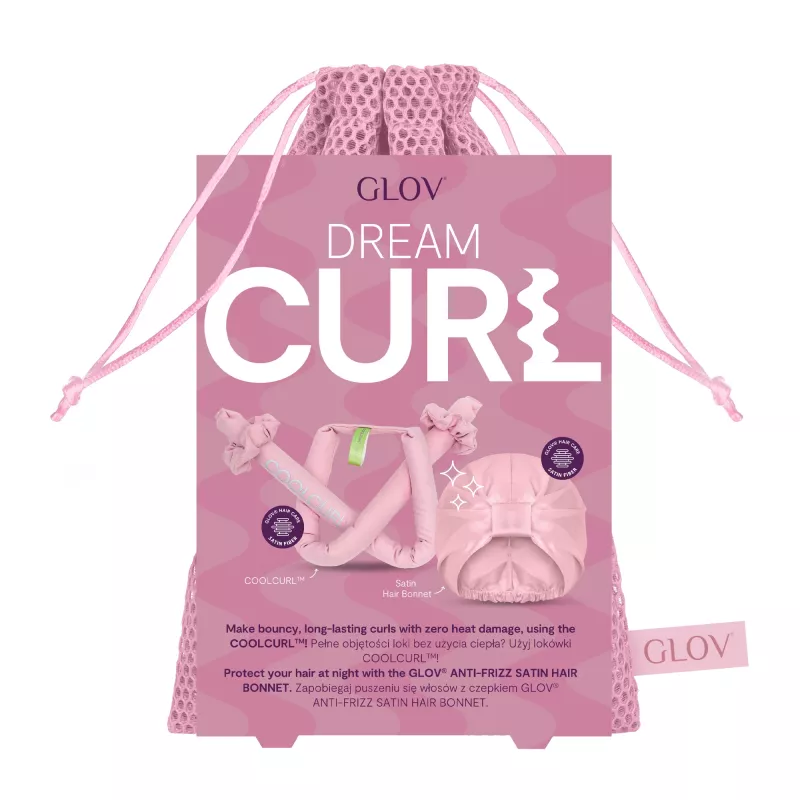 GLOV_SET Dream Curl heatless krulset - 1 krultang + 1 satijnen kap - roze