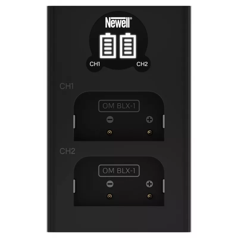Newell DL-USB-C tweekanaals oplader voor Olympus BLX-1 accu's