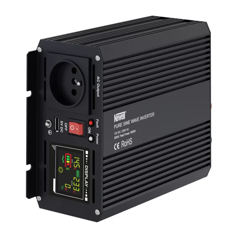Newell Pure Sine Wave power inverter 12V DC naar 230V AC 500W